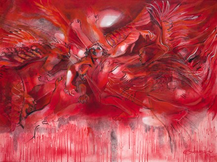 Jacob Wrestles the Angel, by Arthur Sussman http://www.arthursussmangallery.com/